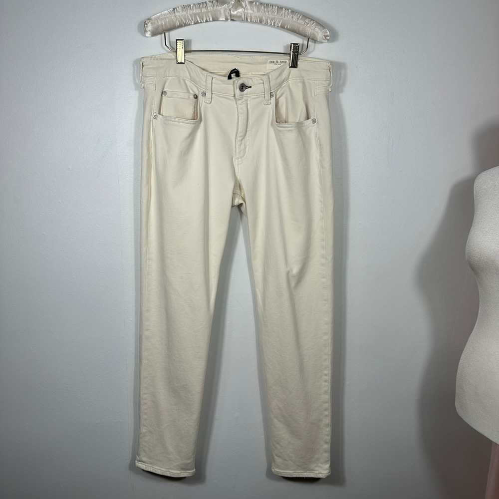 Rag & Bone Dre Low-Rise Boyfriend Jeans Womens 30 Cream Good Off-White‎ Denim